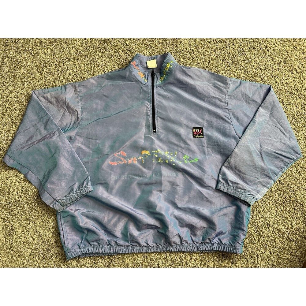 Vintage 90s Surf Style Iridescent Jacket Windbreaker Size XL One Size Fits All